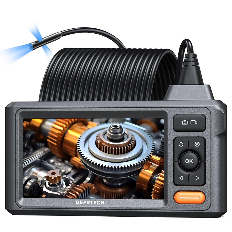 DEPSTECH 50FT Triple Lens Sewer Camera, Borescope with 5" IPS Screen, 1080P Endoscope with Light, Flexible Snake Inspection for Wall, Plumbing, Automotive Engine Inspect - Image 1